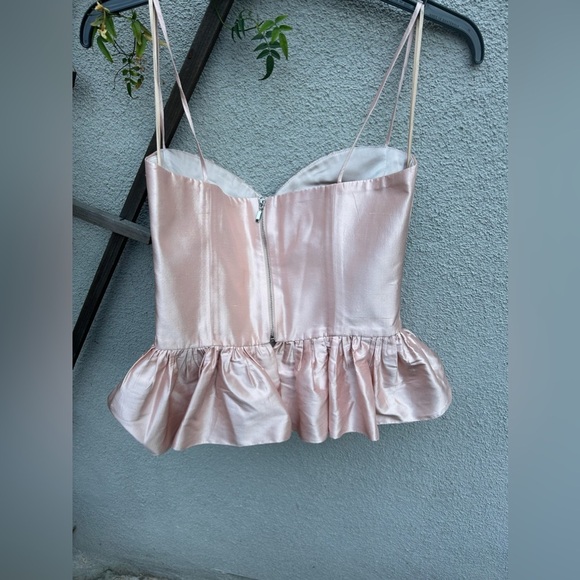 Rozie Corsets Silk Satin Peplum Corset Top Pink - Picture 6 of 8